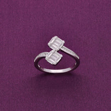  Dainty Dual Baguettes Silver Minimal Ring
