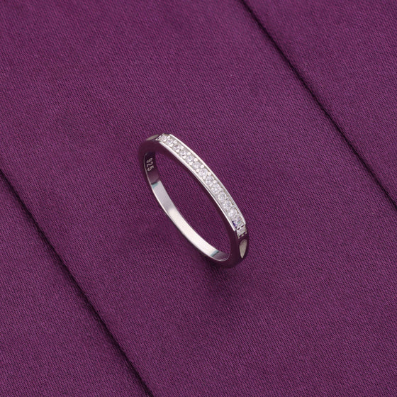 Silhouette Sparkle Sterling Silver Band