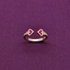 Twin Red Heart Silver Minimal Ring