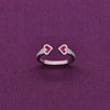 Twin Red Heart Silver Minimal Ring