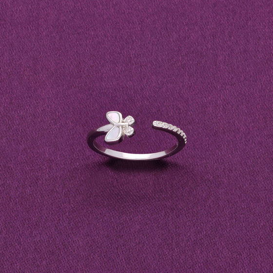 BUTTERFLY SPARKLE SILVER CASUAL MINIMAL RING