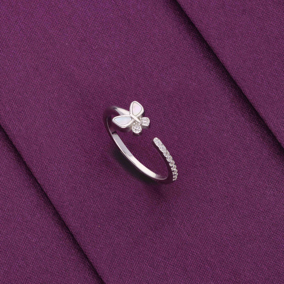 BUTTERFLY SPARKLE SILVER CASUAL MINIMAL RING