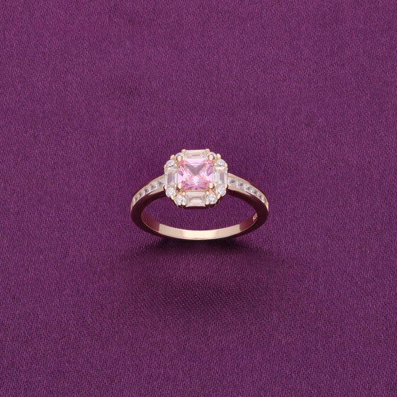 Sterling Silver Pink Solitaire Minimal Ring