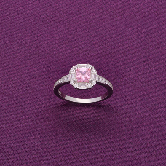 Sterling Silver Pink Solitaire Minimal Ring