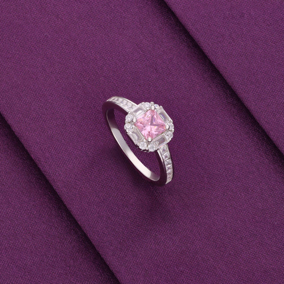 Sterling Silver Pink Solitaire Minimal Ring