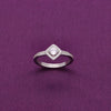 Elegant Diamond Halo Solitaire Silver Ring