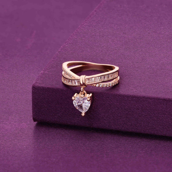 Heart Solitaire Drop Minimal Ring