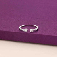 Twin Glow Petal Hug Silver Ring