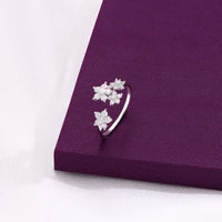 Sterling Silver Floral Cluster Adjustable Ring