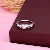 Sterling Silver Heart Shape CZ Ring with Side Stones
