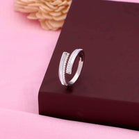 Elegant Sparkling Crystals Silver Ring