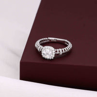 Cushion Halo Sparkle Sterling Silver Solitaire Ring