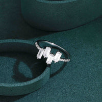 Baguette Sparkle Sterling Silver Ring with baguette-cut 