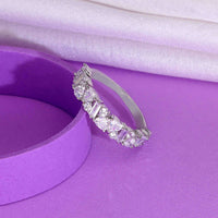 Sterling silver eternity band with round and baguette