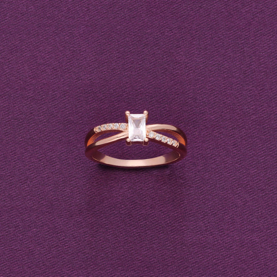 Wavy Baguette Solitaire Silver Ring