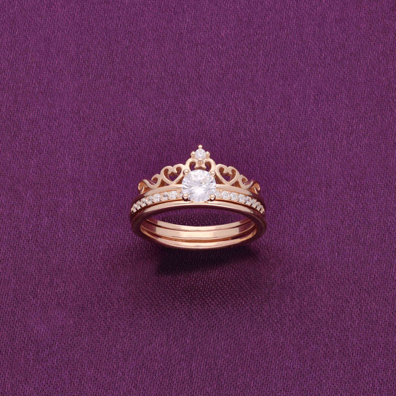 Crown Solitaire Silver Ring