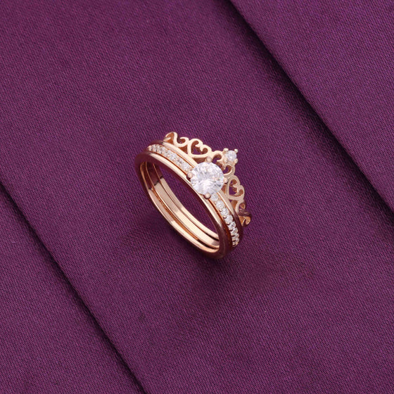 Crown Solitaire Silver Ring