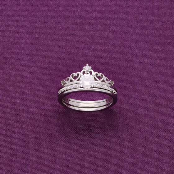 Crown Solitaire Silver Ring