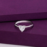 Heart-shaped cubic zirconia solitaire ring in sterling silver