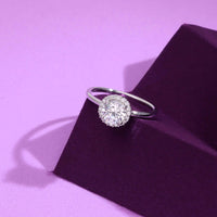 Sterling Silver Halo Solitaire Ring
