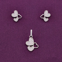  Triple Heart Silver Pendant & Earrings Set