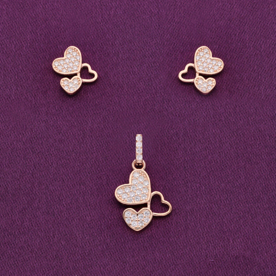 Triple Heart Silver Pendant & Earrings Set