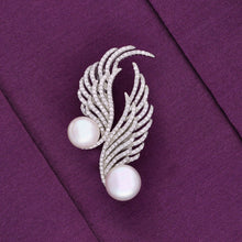  Sparkling Wings Pearl Silver Brooch Pin