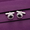 Men’s Circular Cut Zircon Silver Cufflinks