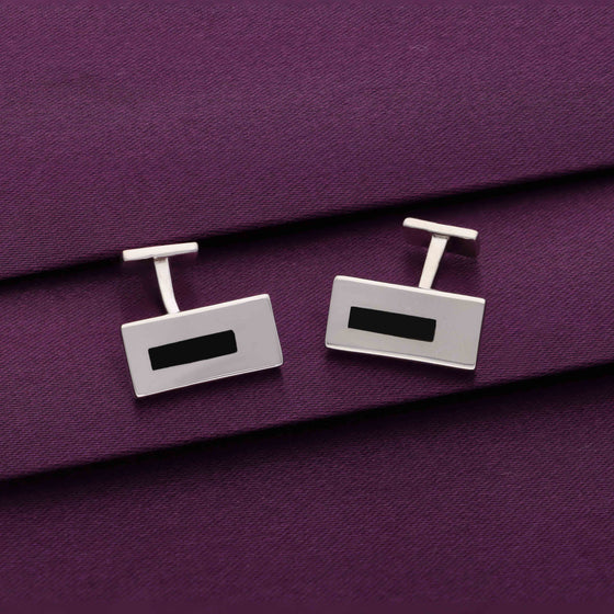 Men's Minimalist Rectangle Silver Cufflinks