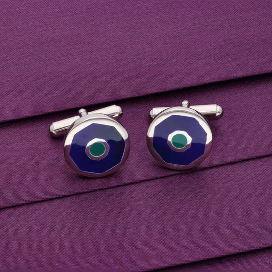 Deep Blue Classic Radiance Silver Cufflinks