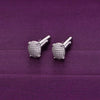 Men’s Oval Cut Zircon Silver Cufflinks