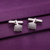 Men’s Oval Cut Zircon Silver Cufflinks