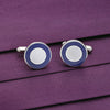 Men’s Concentric Circles Zircon Silver Cufflinks