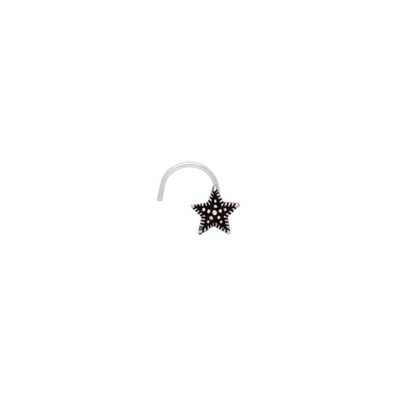 Oxidized Star Silver Nose Pin