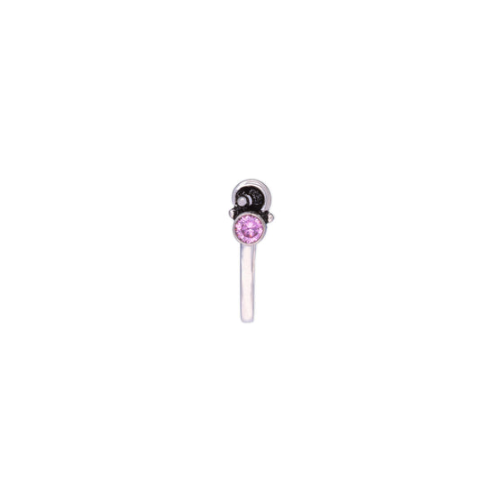 Oxidized Pink Zircon Silver Nose Pin