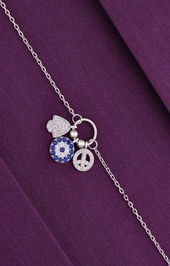 TRENDY EVIL EYE CHARM SILVER ANKLET