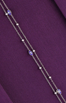 Evil Eye and Orbs Layered Silver Anklet
