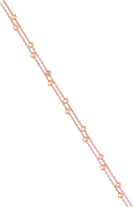 Rose Gold Spheres Layered Silver Anklet
