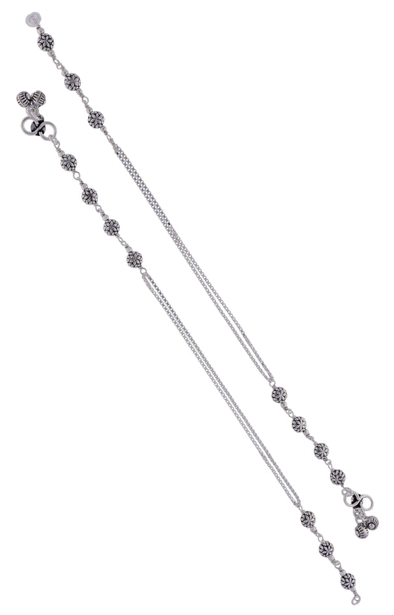 Blooming Buds Silver Anklet