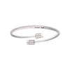 Shimmering Lotus Zircon Silver Bangle Bracelet