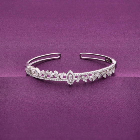 Sparkling Treasure Zircon Silver Bangle Bracelet