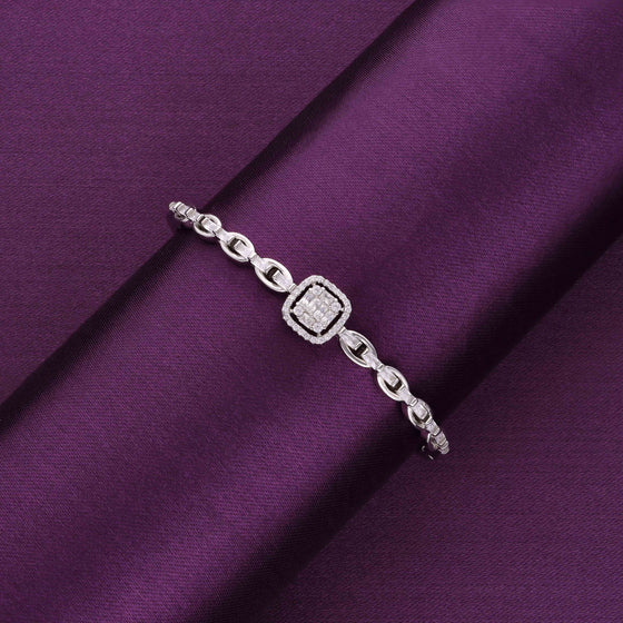 Dazzling Droplets Zircon Silver Bangle Bracelet