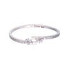 Stylish Floral Cut Zircon Silver Bangle Bracelet