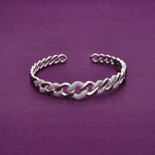 Stunning Zircon Linked Chains Silver Bangle Bracelet