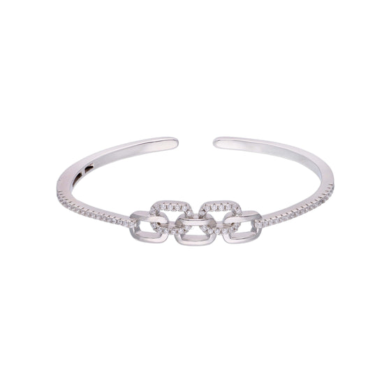 Stunning Intertwined Chain Silver Bangle Bracelet