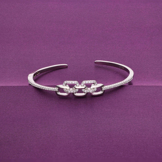 Stunning Intertwined Chain Silver Bangle Bracelet
