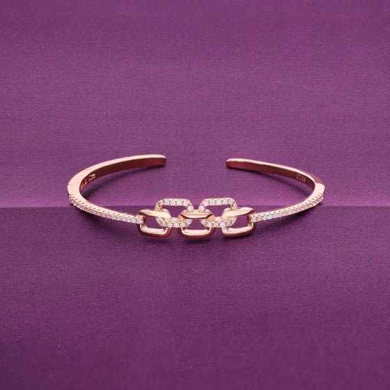 Stunning Intertwined Chain Silver Bangle Bracelet