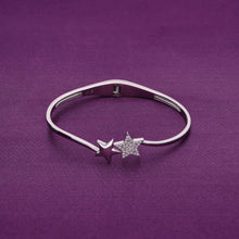  Sterling Stars Zircon Silver Bangle Bracelet
