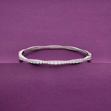  Curvy Cord Zirconia Silver Bangle Bracelet