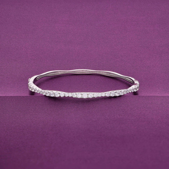 Curvy Cord Zirconia Silver Bangle Bracelet